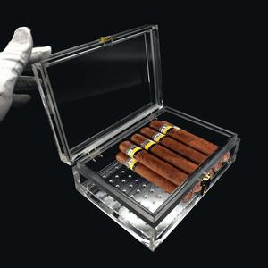 热卖的亚克力透明雪茄礼盒雪茄收纳盒复古皮箱式设计