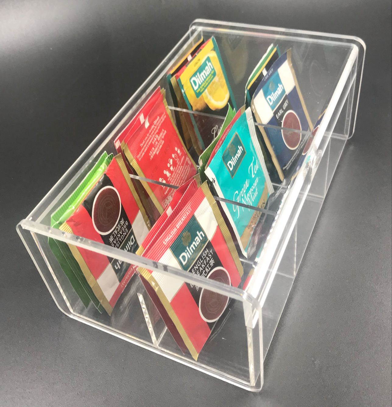 Acrylic 6-COMPARTMENT TEA BAG BOX