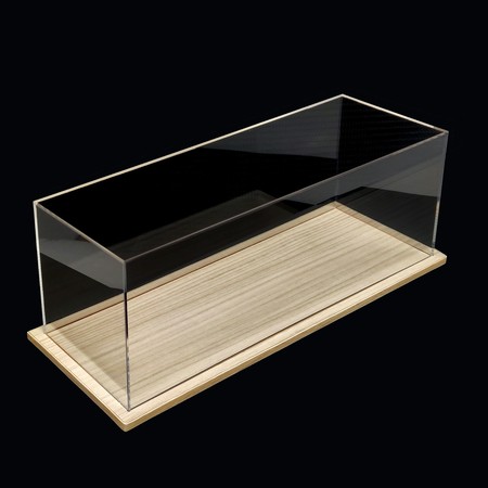 ​定制長方形透明防塵展示盒木底座用於收藏品的防塵展示